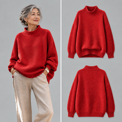 恵子™ | リラックスモックネックニットセーター