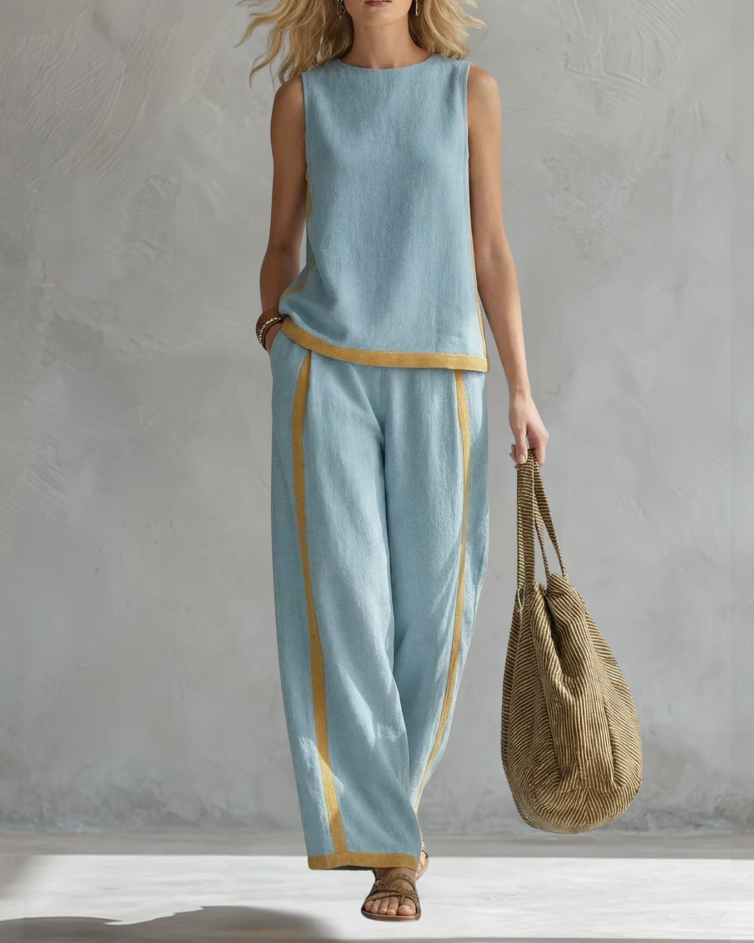 Aurora Blue Linen Two-Piece Set