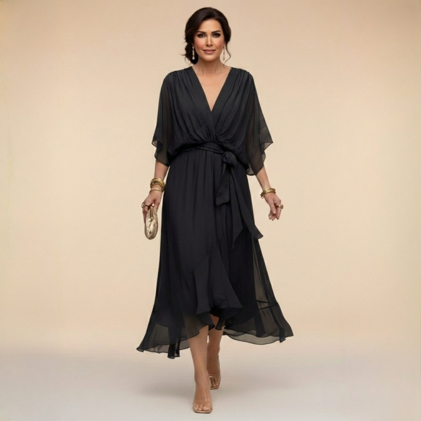 MARTA™｜Vネックシフォンワンピース