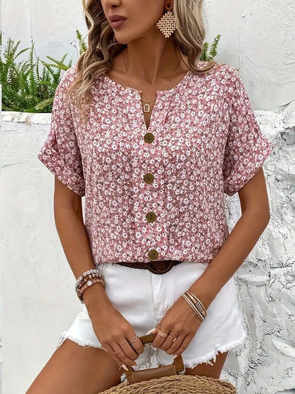Zeylia™ | シックフローラルプリントブラウス
