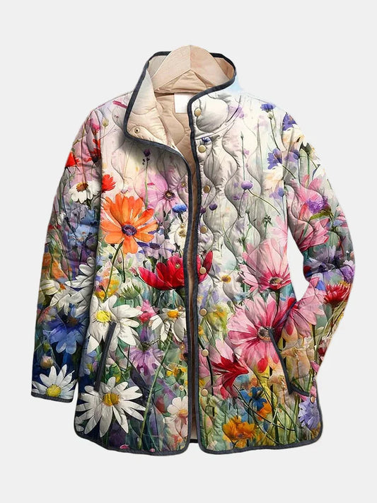 Kaia | 魅力的なビンテージフローラルプリントキルティングジャケット