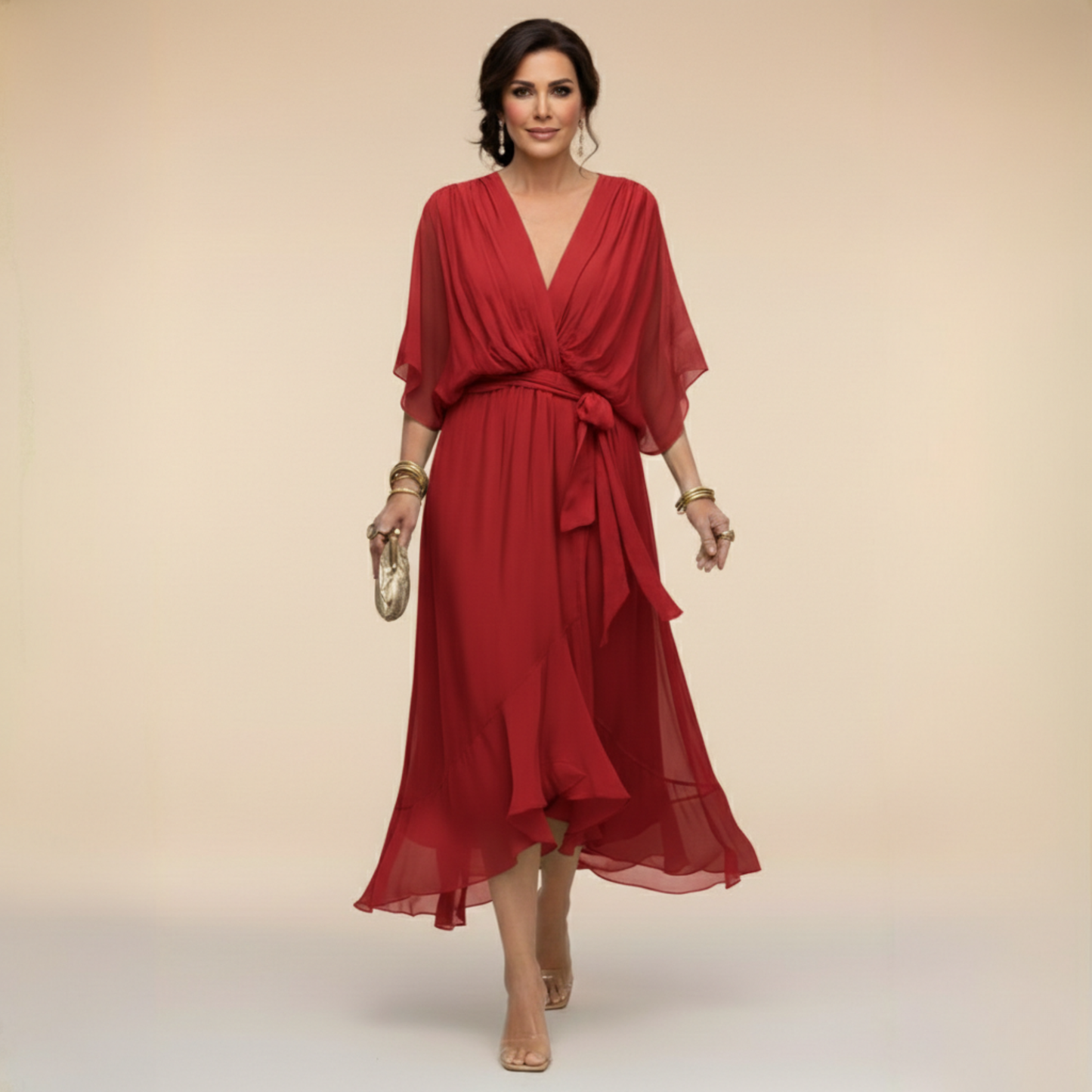 MARTA™｜Vネックシフォンワンピース