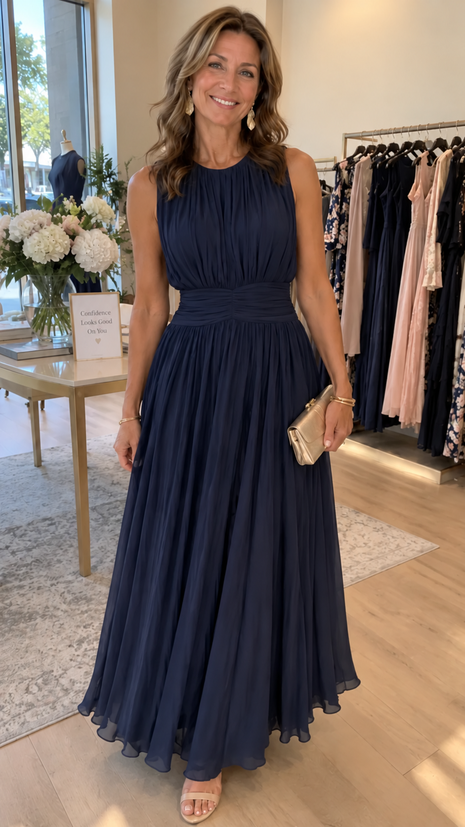 Roxanne Ruched Waist Sleeveless Maxi Dress