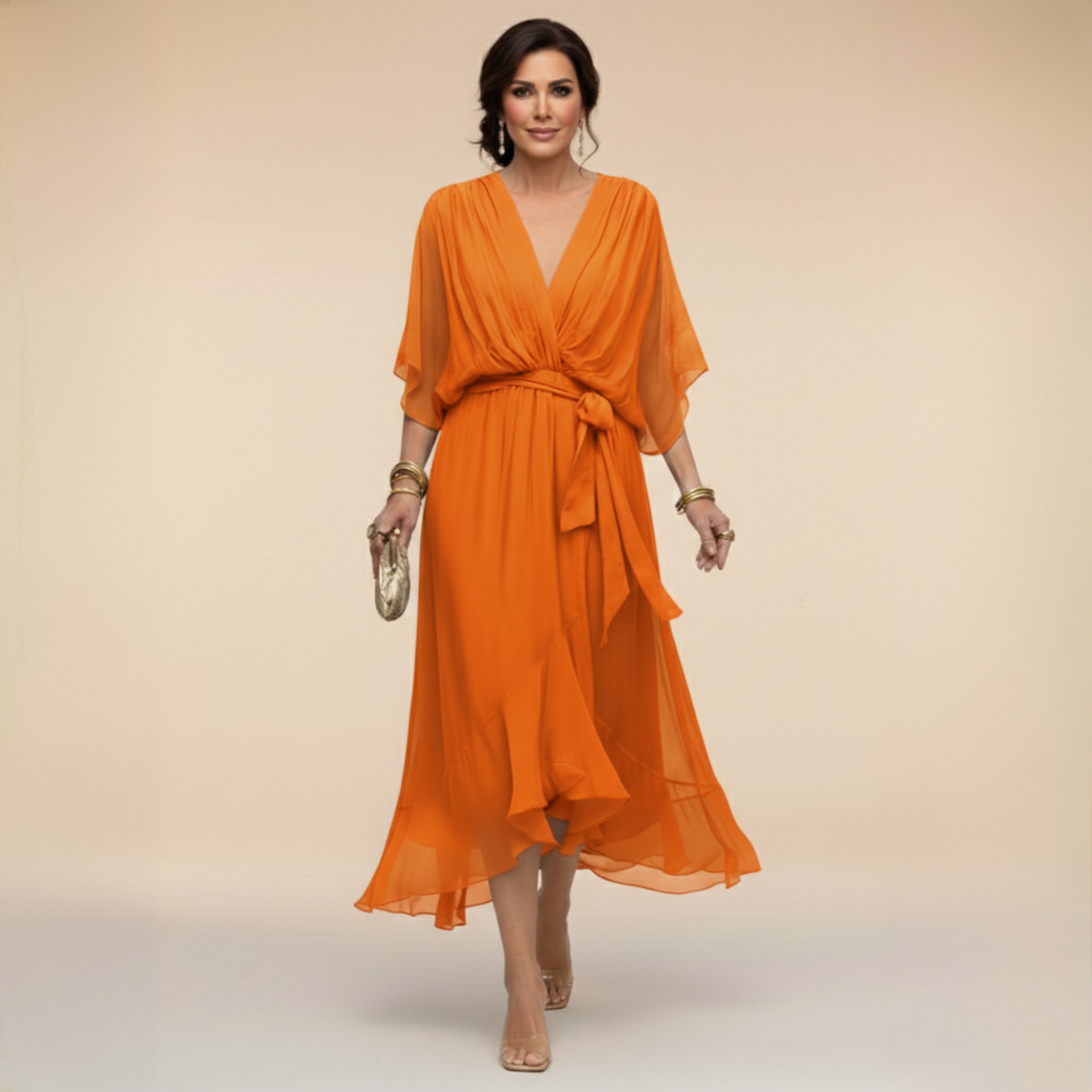 MARTA™｜Vネックシフォンワンピース