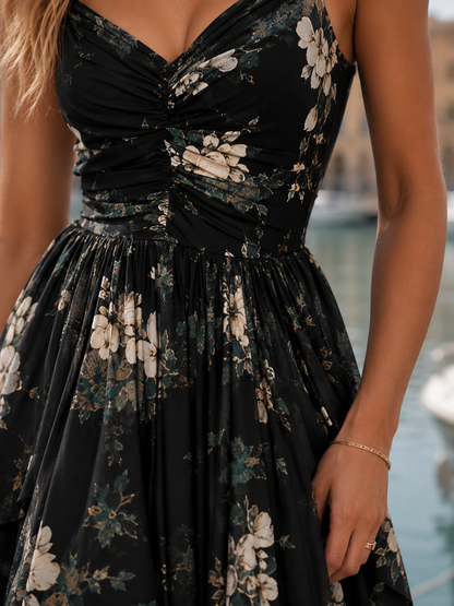 Calantha – リヴォルノ花柄アシンメトリーマキシローブ