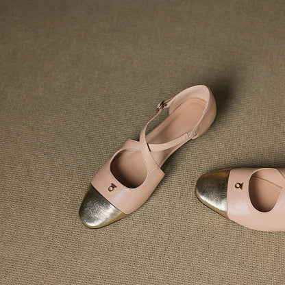 Astelle™ クロスストラップ ローヒールパンプス