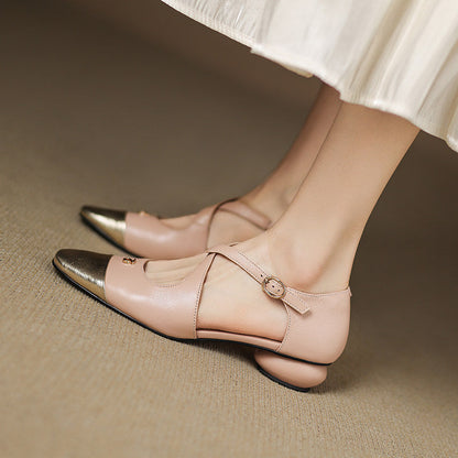 Astelle™ クロスストラップ ローヒールパンプス