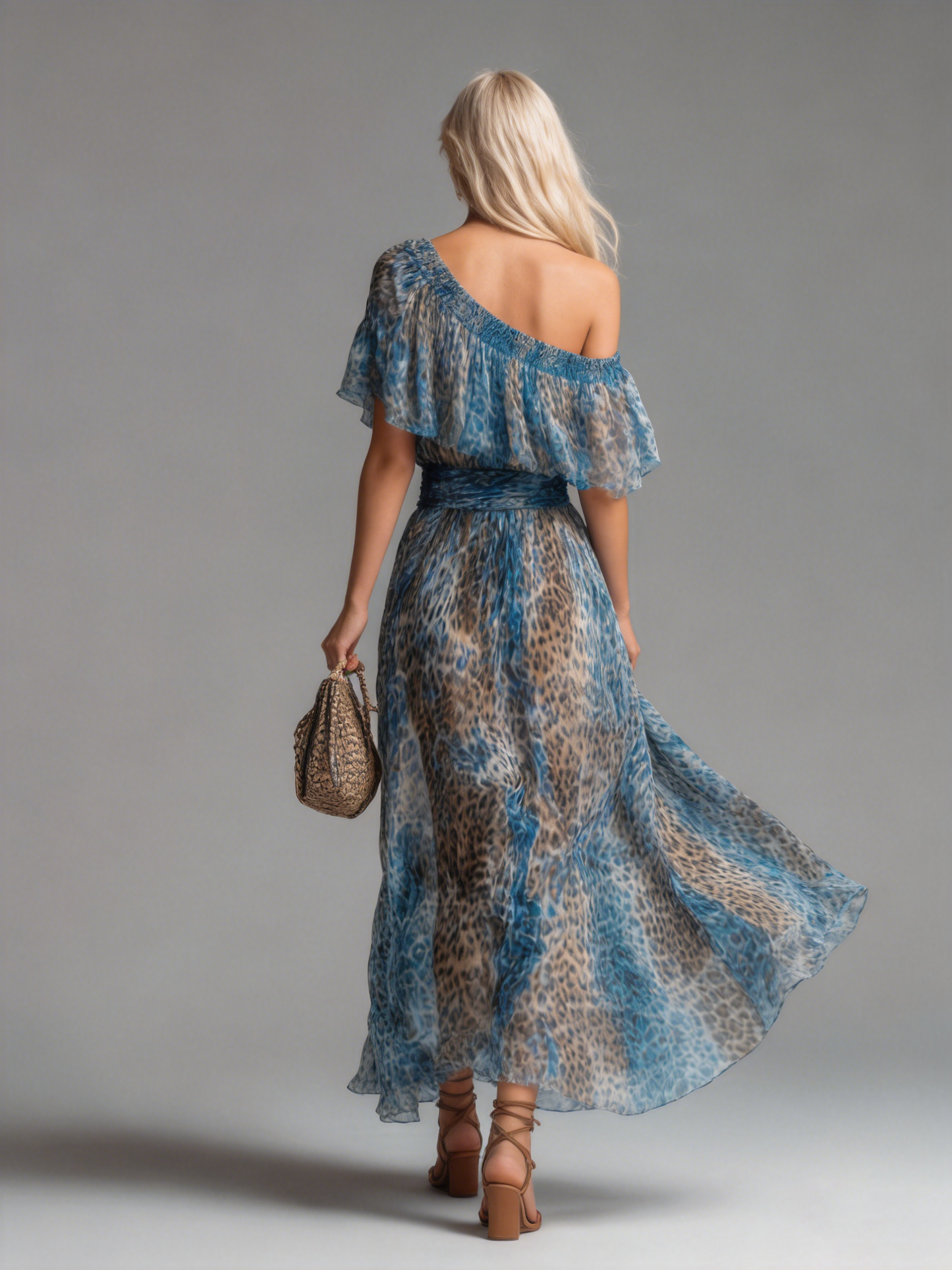 Wild - Leopard print chiffon off-the-shoulder maxi dress