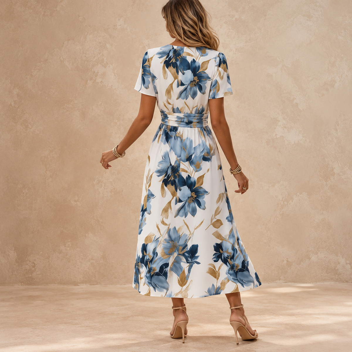 Kate | Floral Wrap Waist Midi Dress