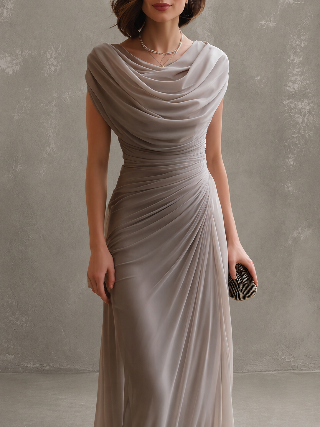 Jilliann | Draped Cowl-Neck Maxi Dress