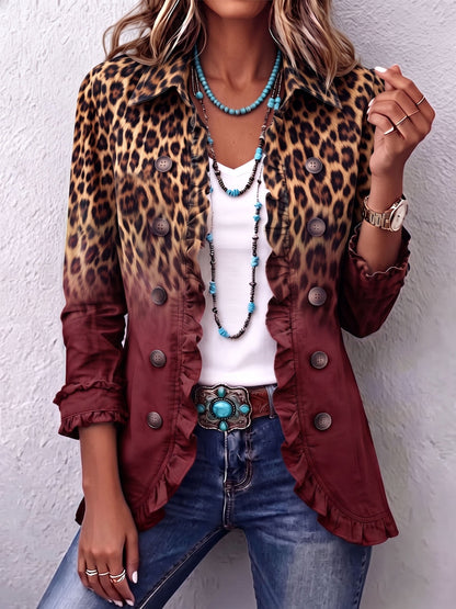 Elspeth™ | レオパードオムブレラッフルブレザージャケット
