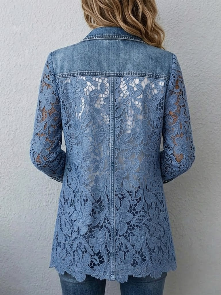 ラシンダ™ | フローラルレースパネル付きブレザージャケット